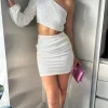COPPEROSE Fitted Dresses | Going Out Dresses^Harriet White Sequin One Sleeve Cut Out Mini Dress