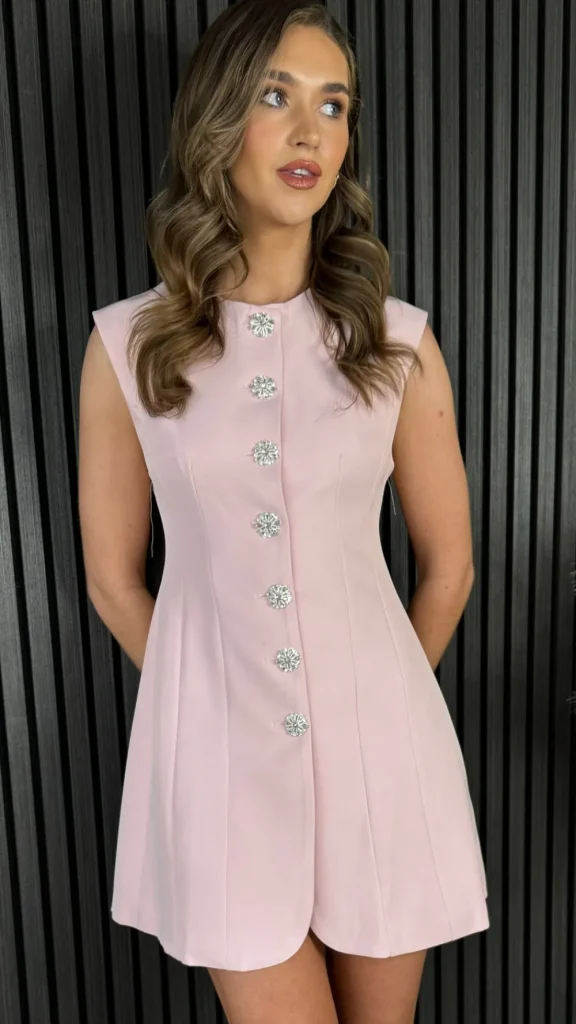 TIMELY Going Out Dresses | Occasion Dresses^Harrison Pink Diamante Button Detail Mini Dress