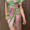 GIRL IN MIND Going Out Dresses | Occasion Dresses^Havana Pink & Green Wrap Over Maxi Dress