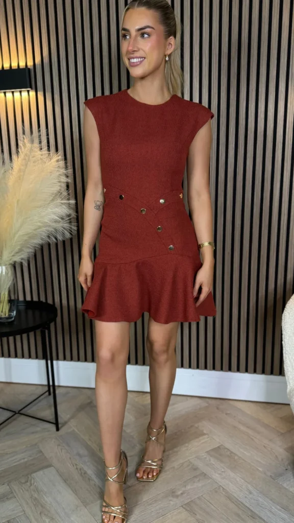 HF Fitted Dresses | Day Dresses^Helene Rust Frill Hem Mini Dress