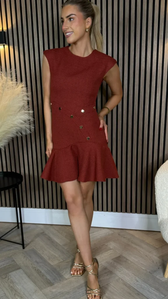 HF Fitted Dresses | Day Dresses^Helene Rust Frill Hem Mini Dress