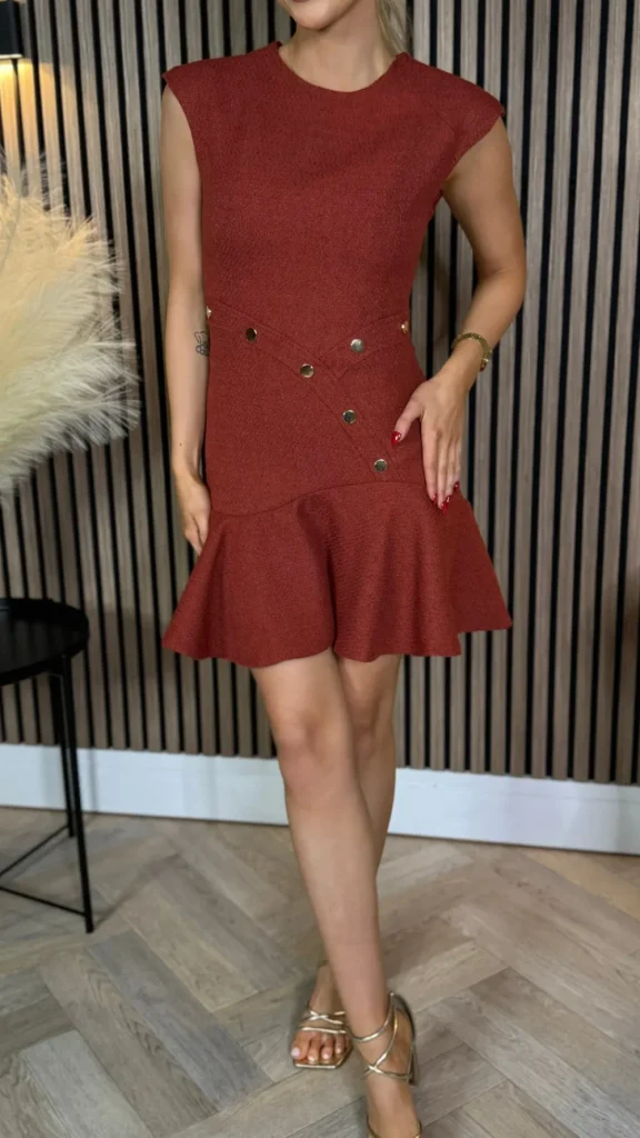 HF Fitted Dresses | Day Dresses^Helene Rust Frill Hem Mini Dress