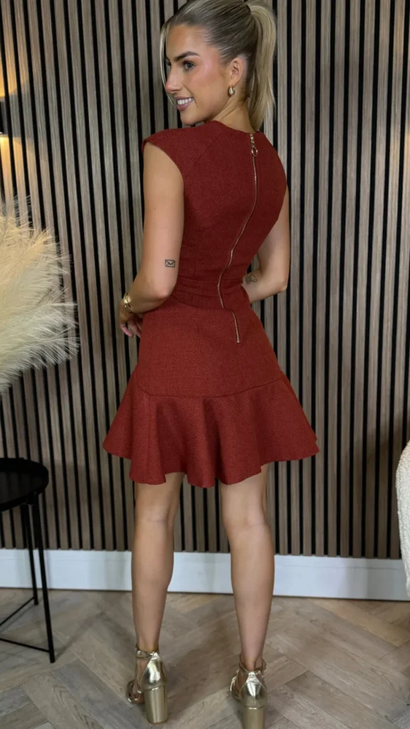 HF Fitted Dresses | Day Dresses^Helene Rust Frill Hem Mini Dress