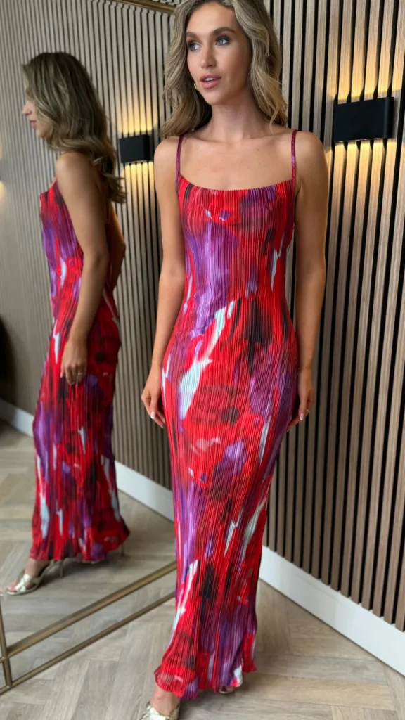 SAS MW STUDIO Going Out Dresses | Occasion Dresses^Henrietta Red Printed Cami Strap Midi Dress
