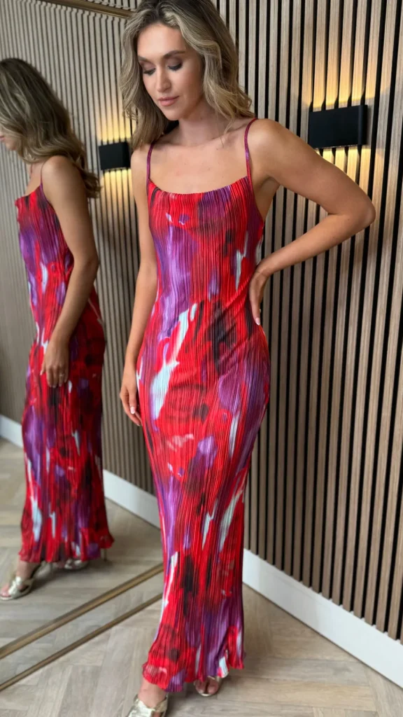 SAS MW STUDIO Going Out Dresses | Occasion Dresses^Henrietta Red Printed Cami Strap Midi Dress