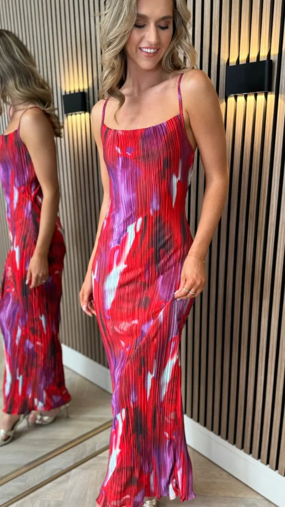 SAS MW STUDIO Going Out Dresses | Occasion Dresses^Henrietta Red Printed Cami Strap Midi Dress