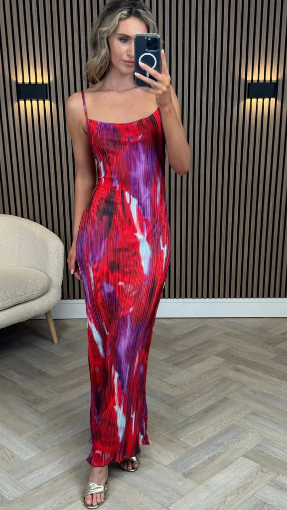 SAS MW STUDIO Going Out Dresses | Occasion Dresses^Henrietta Red Printed Cami Strap Midi Dress