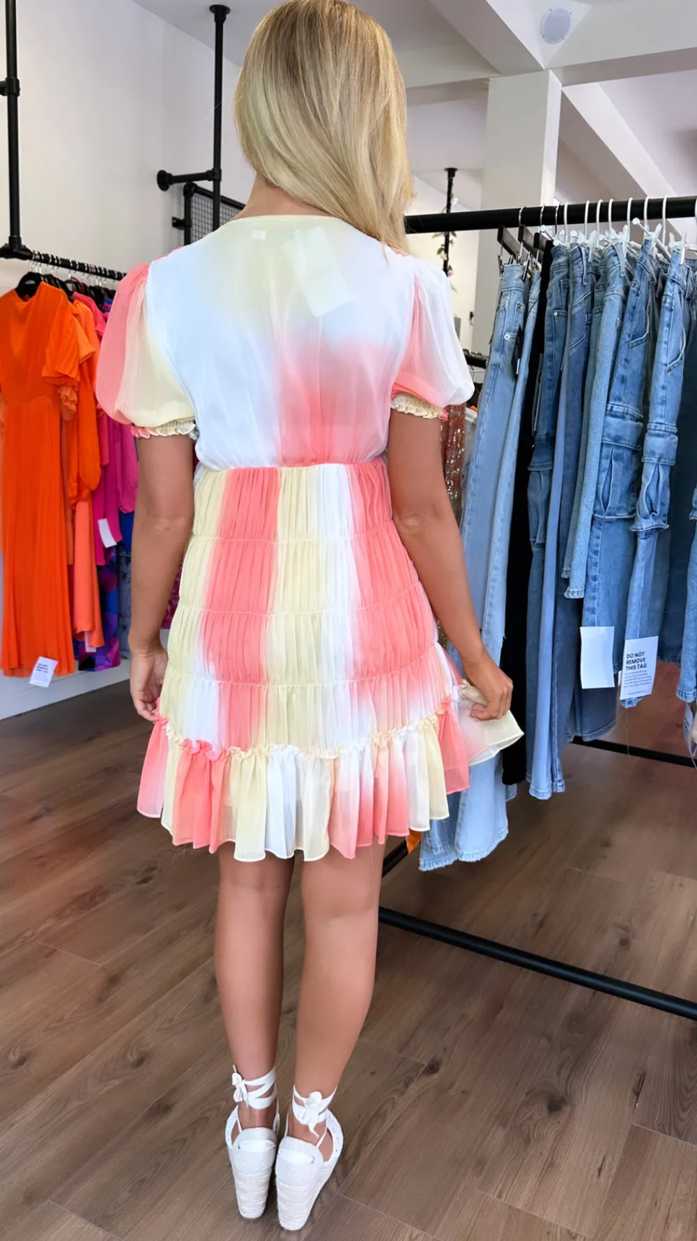 hiah_orange_amp_yellow_pu_1.webp CC Day Dresses | Going Out Dresses^Hiah Orange & Yellow Puff Sleeve Mini Dress