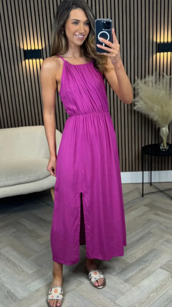 COPPEROSE Going Out Dresses | Occasion Dresses^Imogen Purple Halterneck Tie Detail Midi Dress