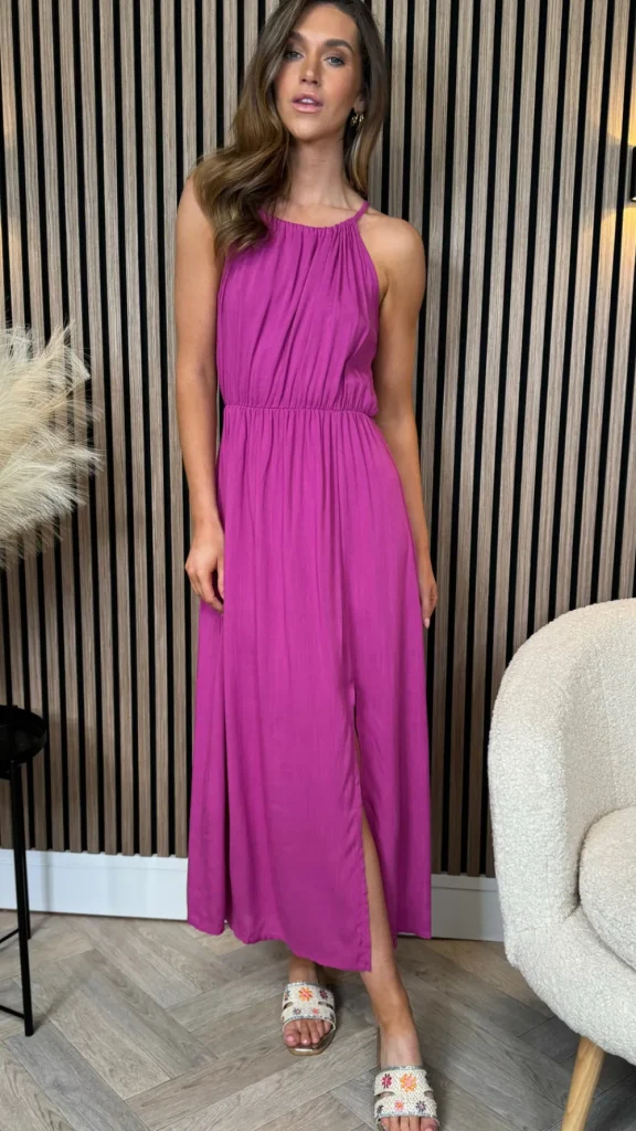 COPPEROSE Going Out Dresses | Occasion Dresses^Imogen Purple Halterneck Tie Detail Midi Dress