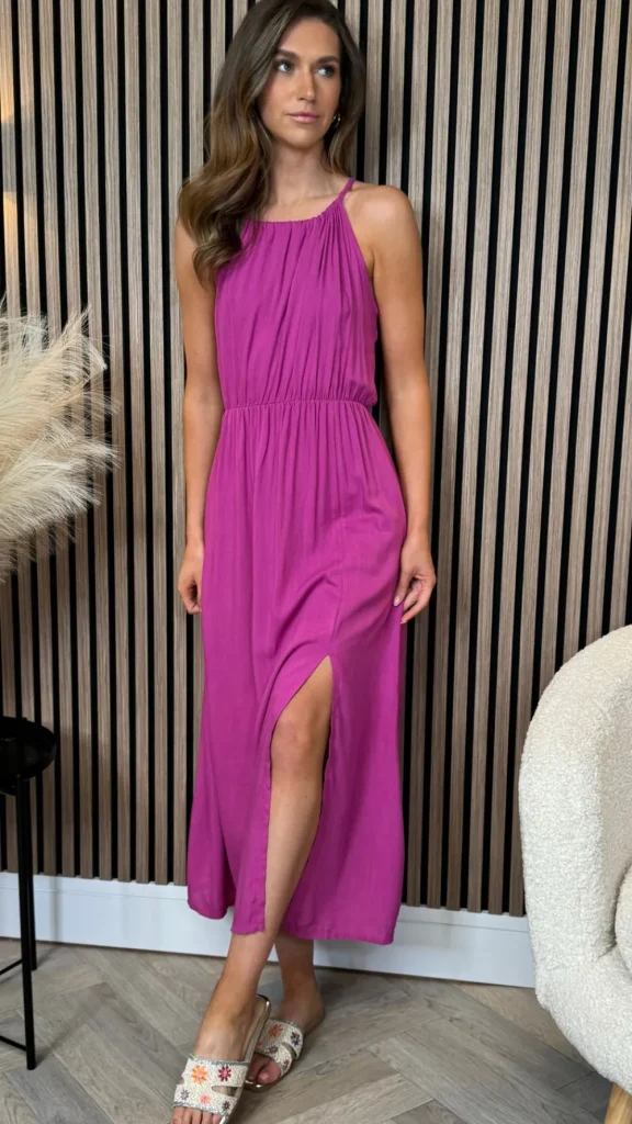 COPPEROSE Going Out Dresses | Occasion Dresses^Imogen Purple Halterneck Tie Detail Midi Dress