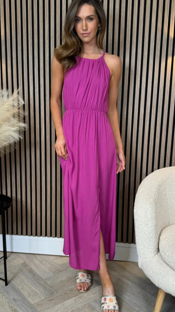 COPPEROSE Going Out Dresses | Occasion Dresses^Imogen Purple Halterneck Tie Detail Midi Dress