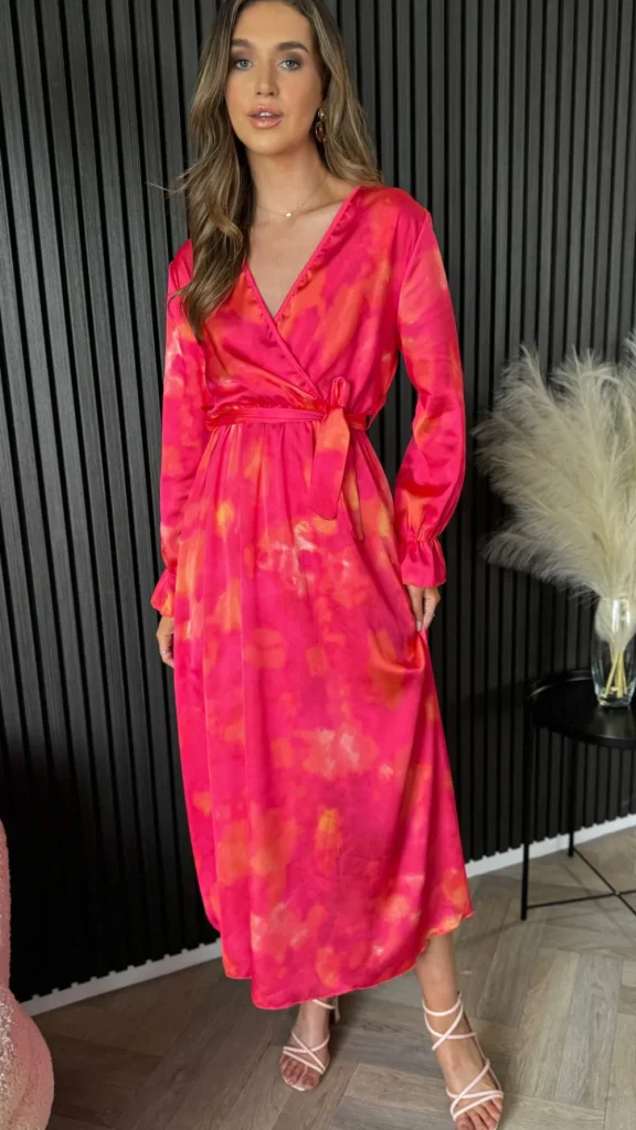 LORIANE Going Out Dresses | Occasion Dresses^Isla Fuchsia Printed V Neckline Midi Dress