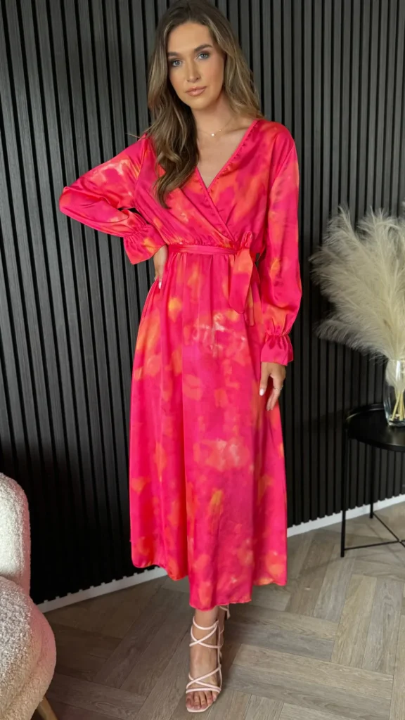 LORIANE Going Out Dresses | Occasion Dresses^Isla Fuchsia Printed V Neckline Midi Dress