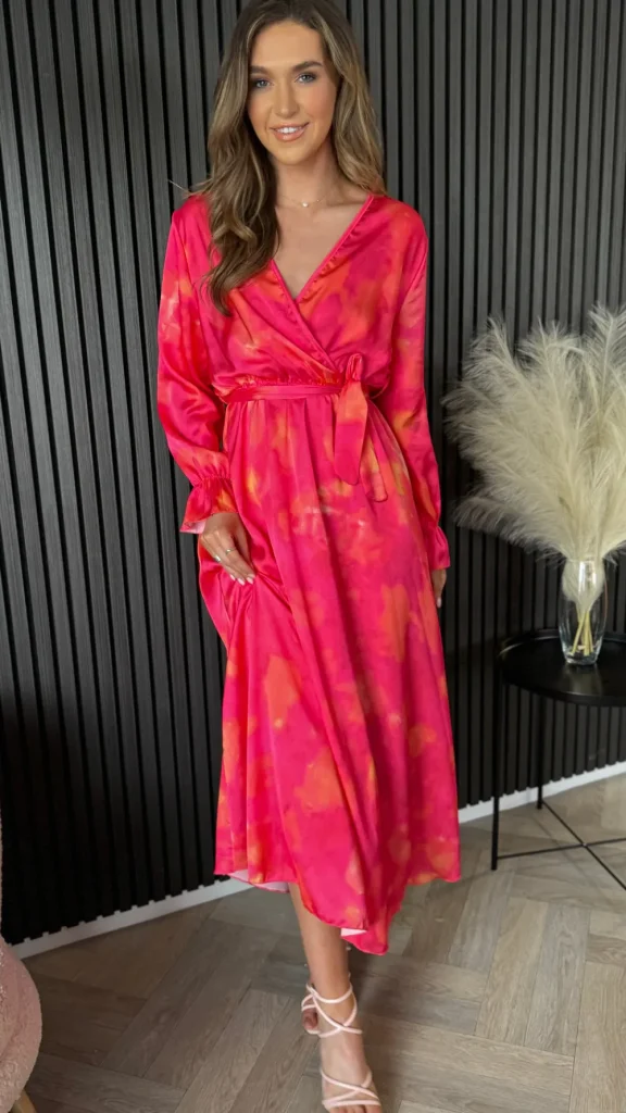 LORIANE Going Out Dresses | Occasion Dresses^Isla Fuchsia Printed V Neckline Midi Dress