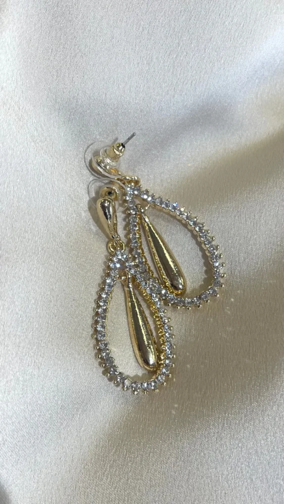 PARIS FASHION SHOPS Jewellery^Jaden Gold Diamante Detail Drop Earrings