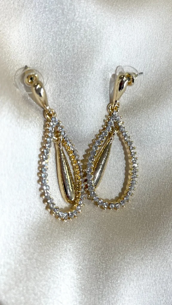PARIS FASHION SHOPS Jewellery^Jaden Gold Diamante Detail Drop Earrings