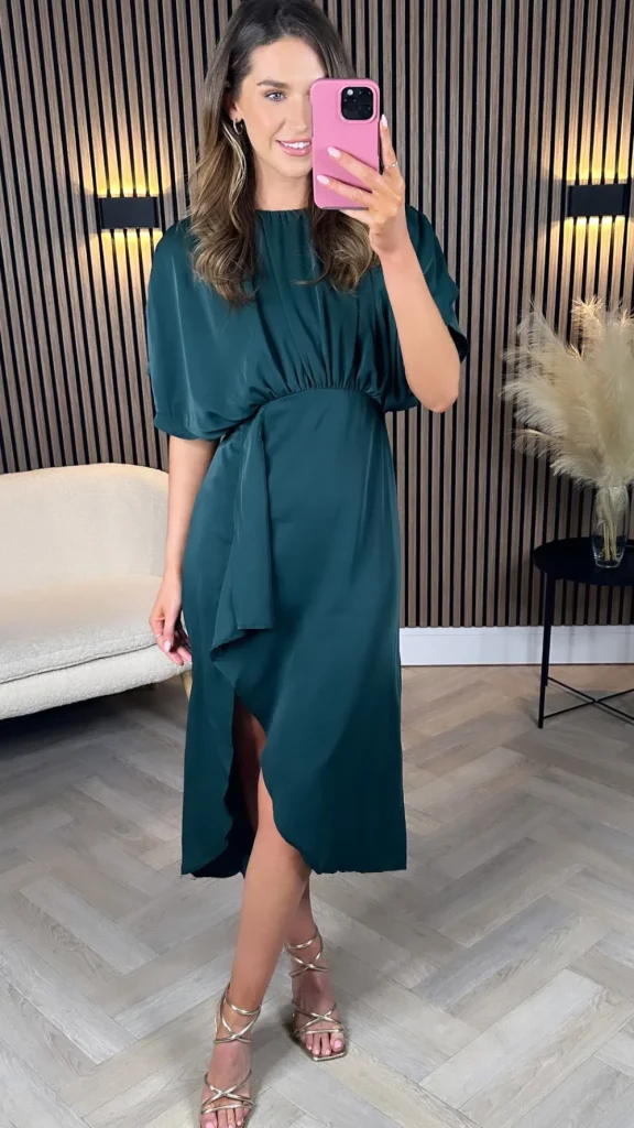 AX PARIS Occasion Dresses | Midi Dresses^Jaelynn Teal Batwing Gathered Top Midi Dress