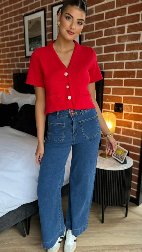 PARIS FASHION SHOPS Jeans^Jaxine Dark Blue High Waisted Wide Leg Jeans
