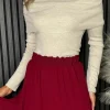 ESTEE BROWN Skirts & Shorts^Jayne Burgundy Frill Hem Mini Skirt