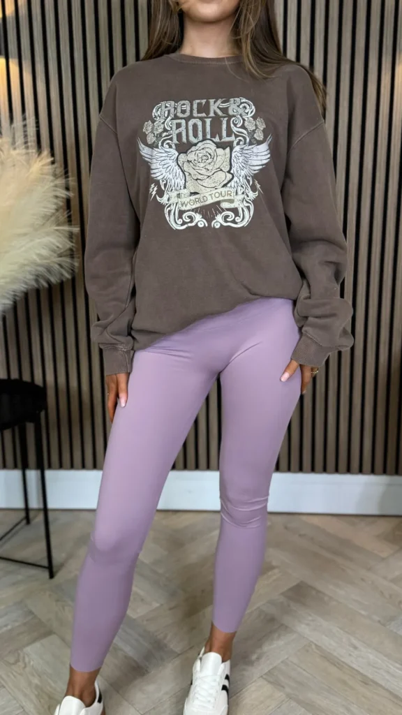 MISSI CLOTHING Knitwear | Hoodies + Sweatshirts^Jaynie Chocolate 'Rock & Roll' Printed Sweatshirt