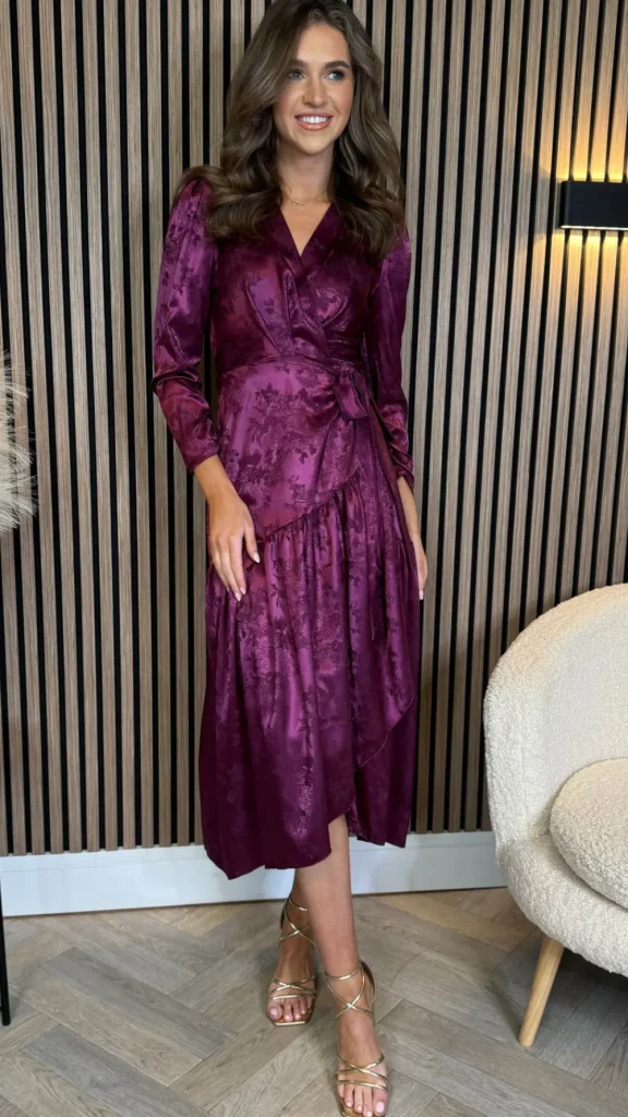 LORIANE Going Out Dresses | Occasion Dresses^Jemma Purple Broderie Detail Wrap Midi Dress
