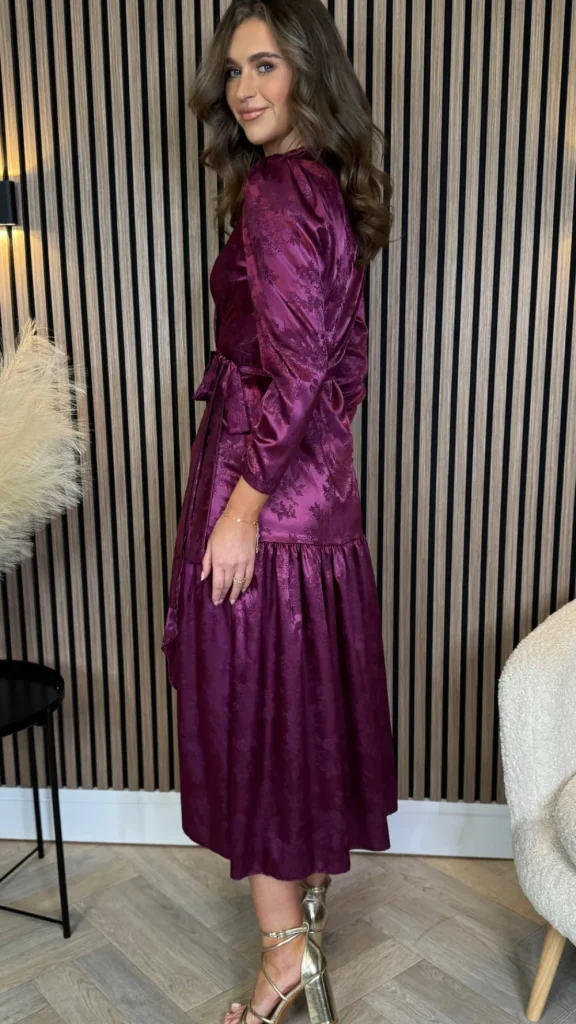 LORIANE Going Out Dresses | Occasion Dresses^Jemma Purple Broderie Detail Wrap Midi Dress