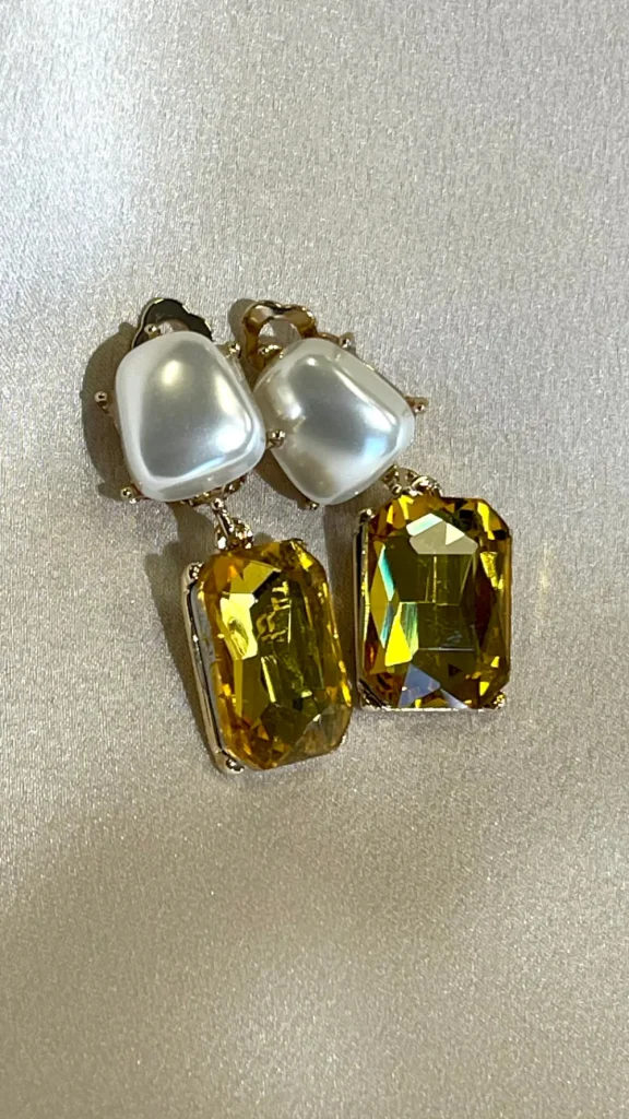 PARIS FASHION SHOPS Jewellery^Jenny Pearl & Yellow Stone Drop Clip On Earrings
