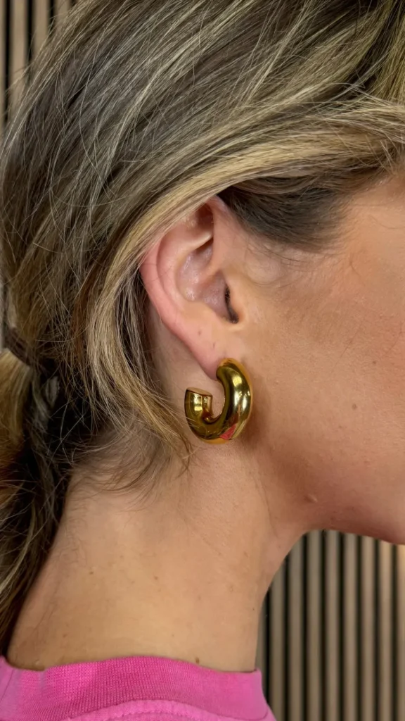 PARIS FASHION SHOPS Jewellery^Jonie Gold Solid Hoop Stainless Steel Earrings