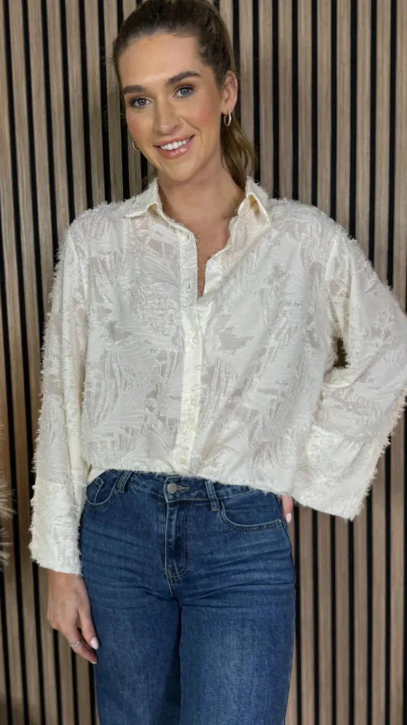 ELINA STUDIO Tops^Jovie Cream Textured Shirt