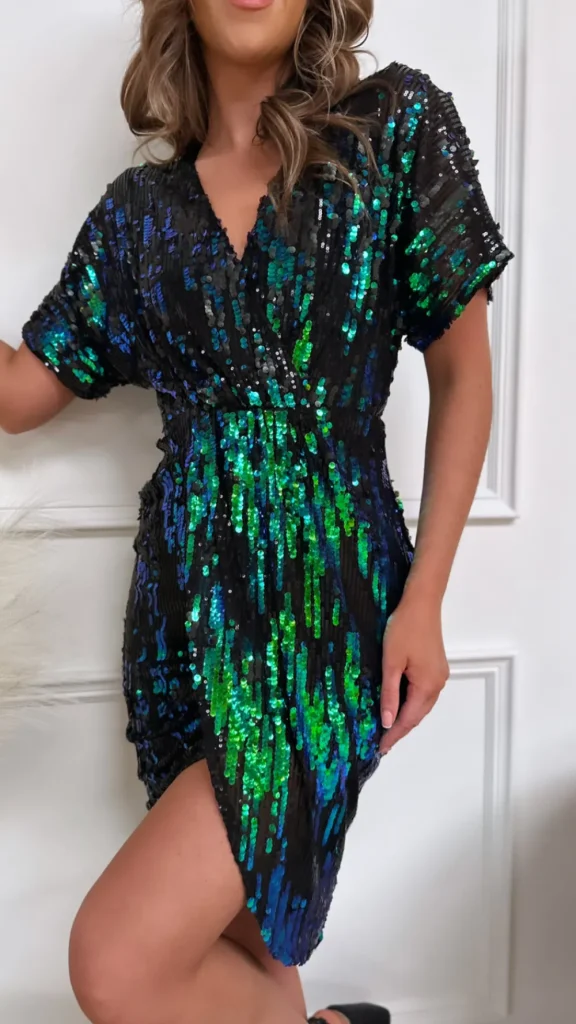 GIRL IN MIND Going Out Dresses | Occasion Dresses^Kaisley Black Sequin Wrap Midi Dress