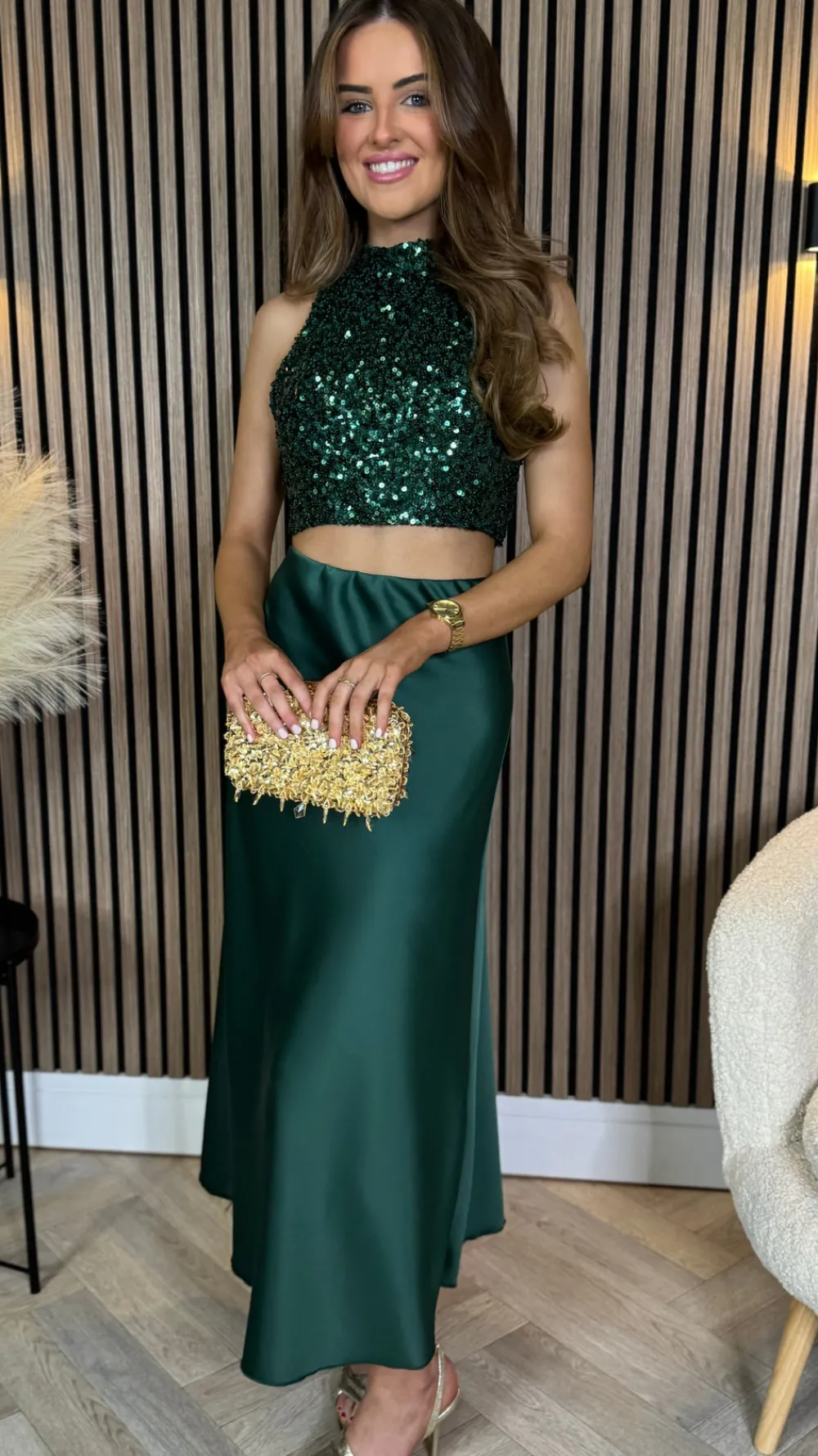 kara_forest_green_backles_2.webp VERA LUCY Tops^Kara Forest Green Backless Halterneck Sequin Crop Top