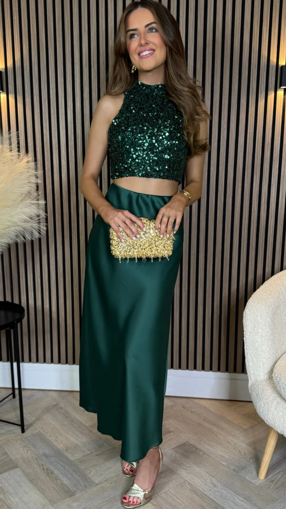 kara_forest_green_backles_4.webp VERA LUCY Tops^Kara Forest Green Backless Halterneck Sequin Crop Top