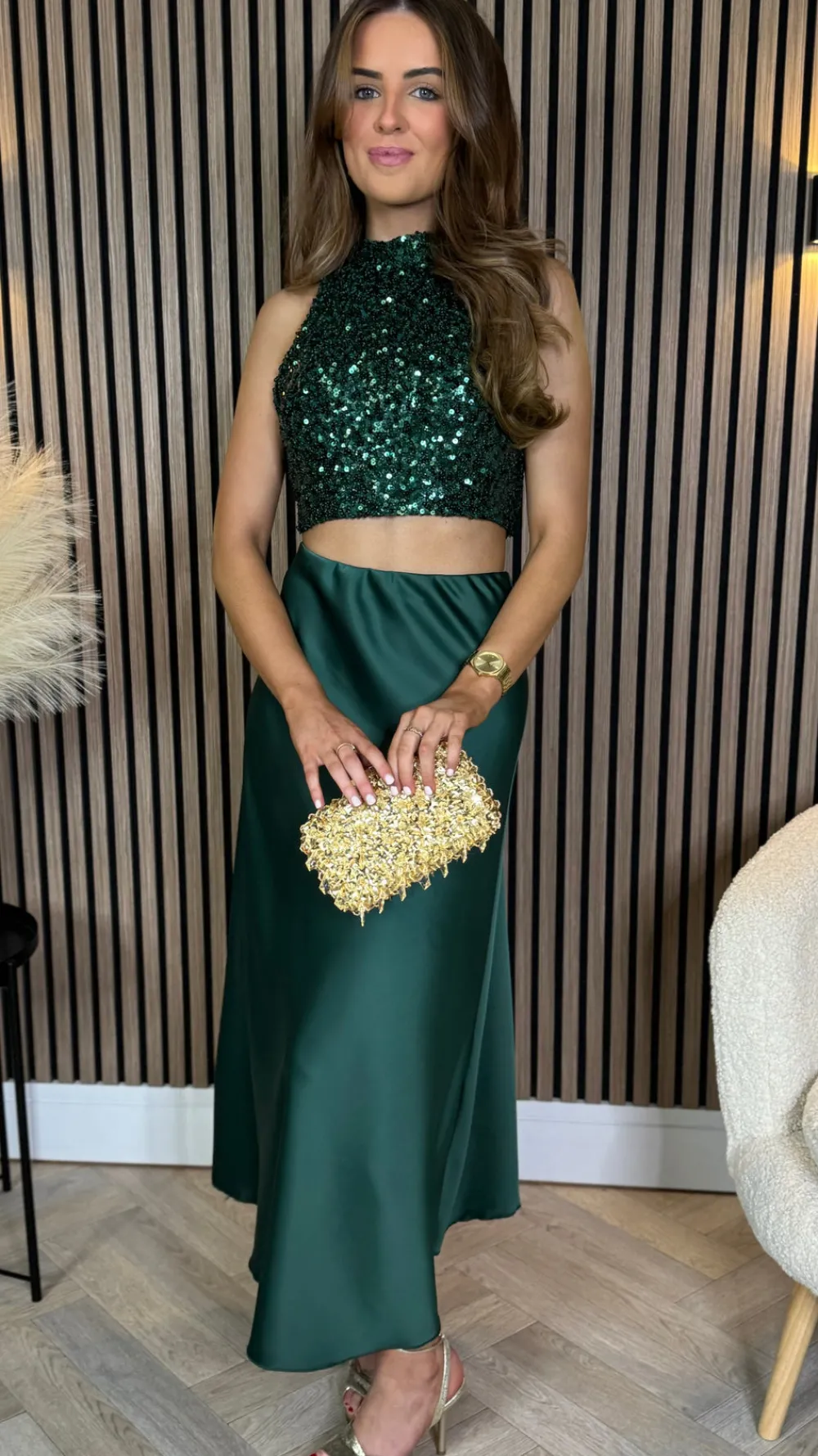 kara_forest_green_backles_5.webp VERA LUCY Tops^Kara Forest Green Backless Halterneck Sequin Crop Top