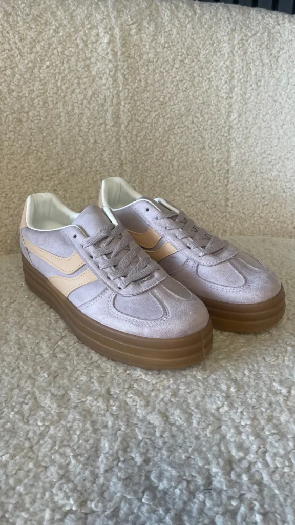 JOIA Trainers^Kasie Purple With Salmon Stripes Chunky Sole Trainers