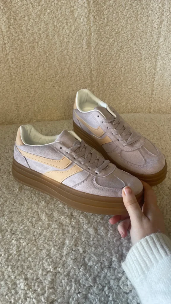 JOIA Trainers^Kasie Purple With Salmon Stripes Chunky Sole Trainers