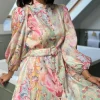 TIMELY Occasion Dresses | Mini Dresses^Katherine Green & Pink Floral Printed High Neck Mini Dress