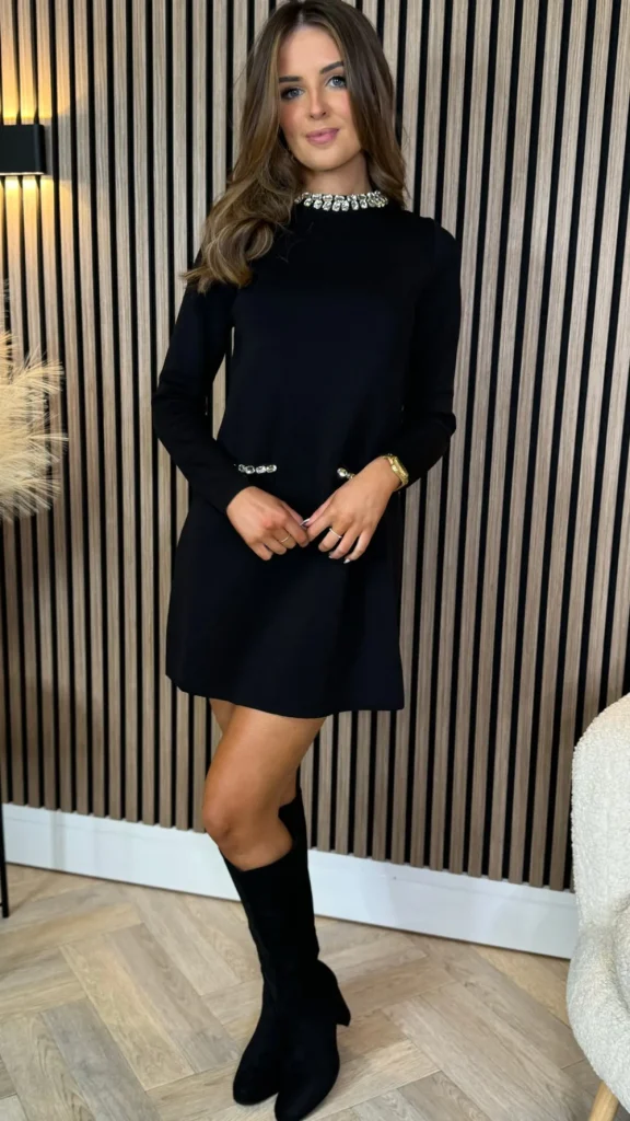 ALLYSON Fitted Dresses | Day Dresses^Kayra Black Embellished Detail Mini Dress