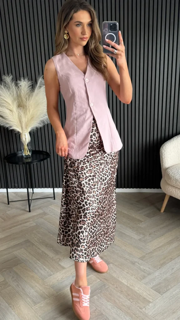 FLAM MODE Tops^Keely Rose Pink Longline Waistcoat