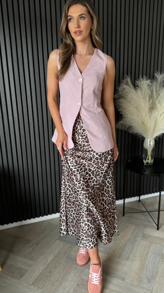 FLAM MODE Tops^Keely Rose Pink Longline Waistcoat