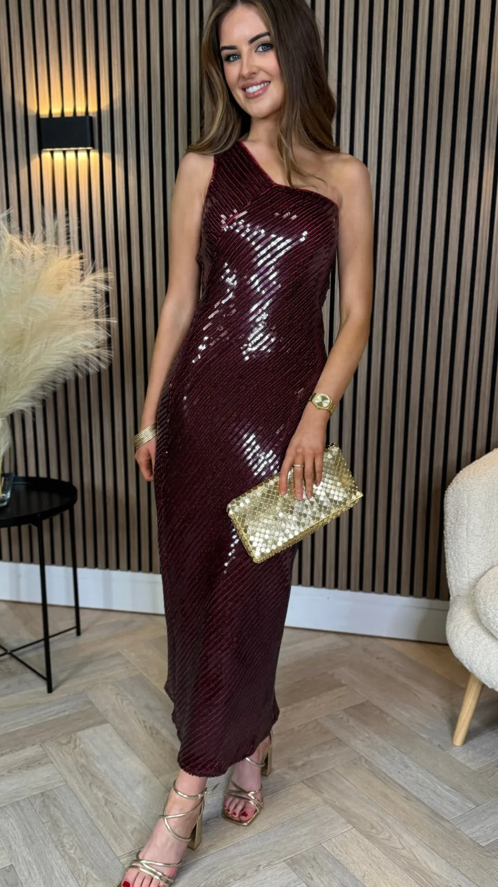 kendall_burgundy_sequin_o_0.webp GIRL IN MIND Occasion Dresses | Maxi Dresses^Kendall Burgundy Sequin One Shoulder Maxi Dress