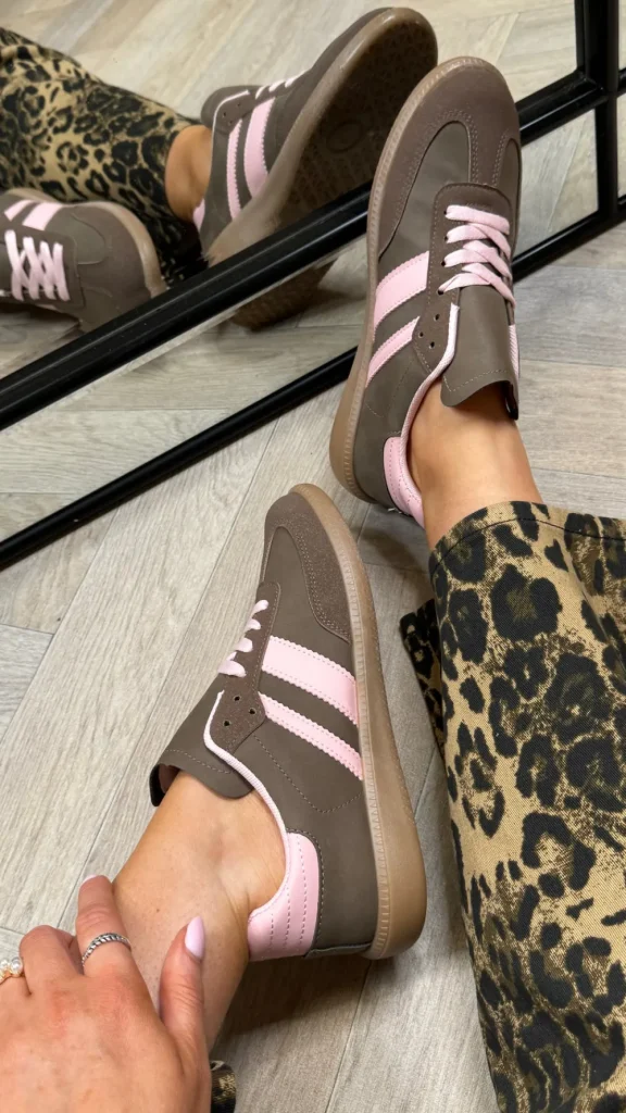 ALESSIA Trainers^Kenna Brown & Pink Striped Trainers