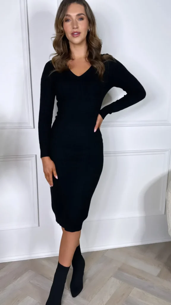 MOOCCI Knitwear | Fitted Dresses^Kerensa Black Cable Knit Midi Dress