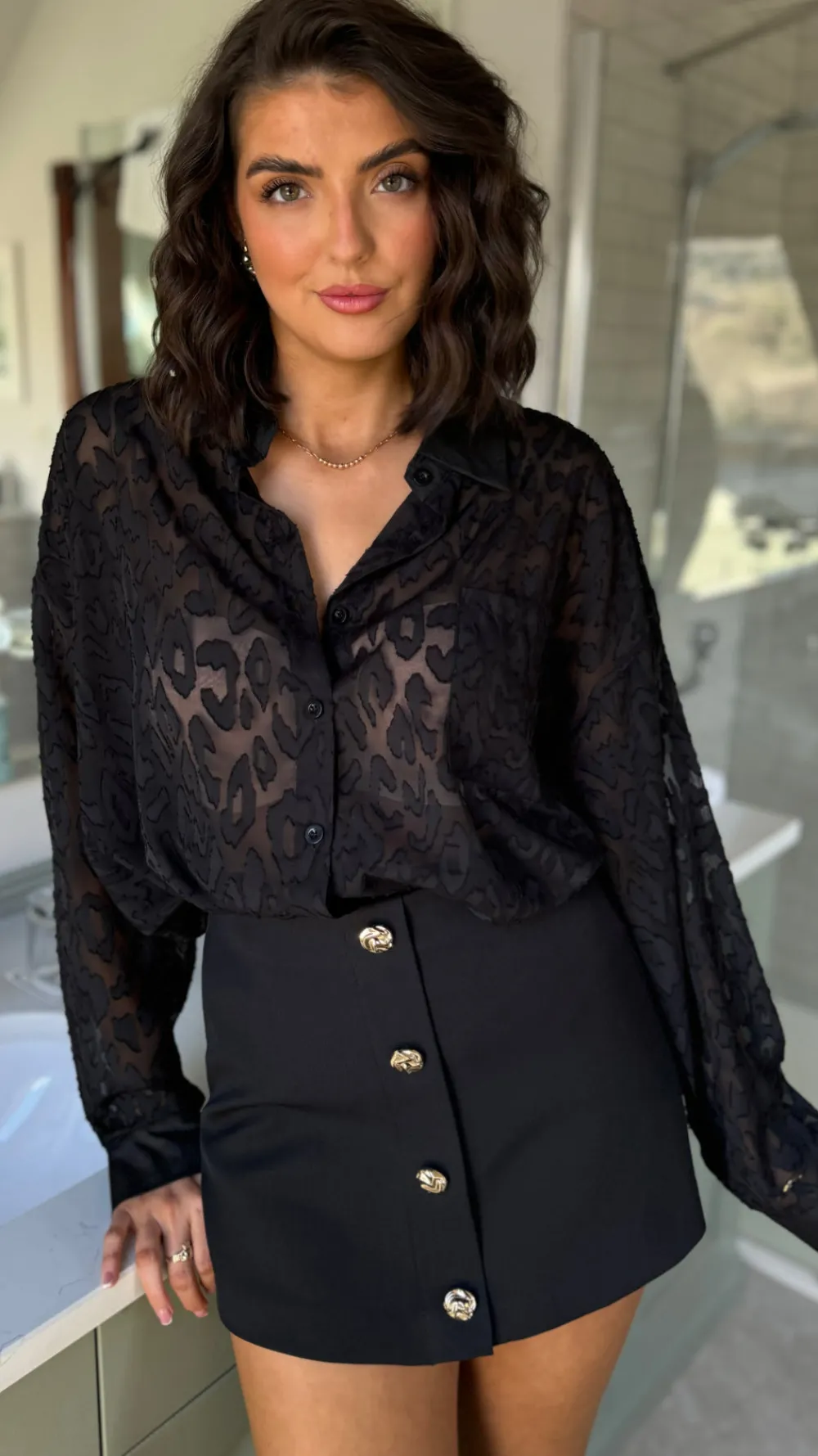 kiera_black_tailored_butt_4.webp VERA LUCY Skirts & Shorts^Kiera Black Tailored Button Detail Skort