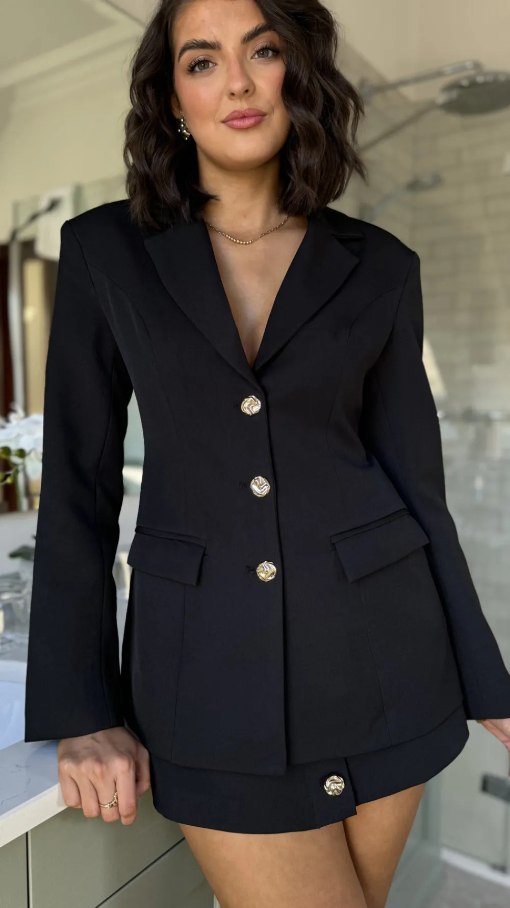 kiera_black_tailored_butt_5.webp VERA LUCY Skirts & Shorts^Kiera Black Tailored Button Detail Skort