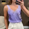 ESTEE BROWN Tops^Kiki Lilac Lace Trimmed Cami Top