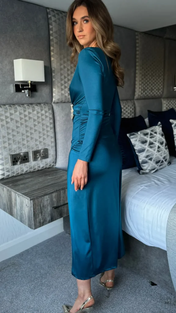 COPPEROSE Going Out Dresses | Occasion Dresses^Kingsley Blue V Neckline Wrap Effect Brooch Detail Midi Dress