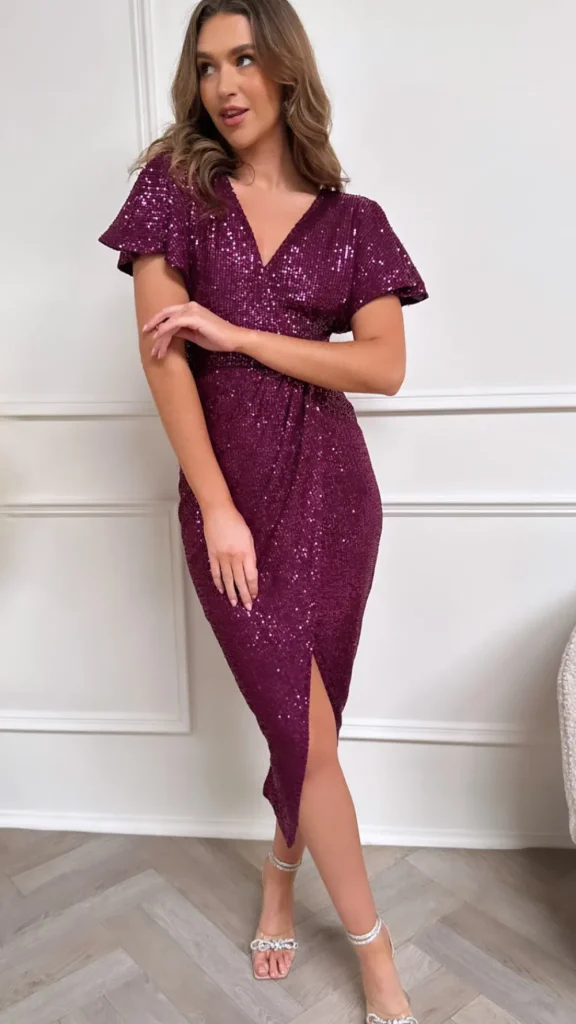GIRL IN MIND Occasion Dresses | Maxi Dresses^Landan Purple Sequin Wrap Over Maxi Dress