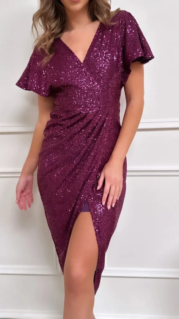 GIRL IN MIND Occasion Dresses | Maxi Dresses^Landan Purple Sequin Wrap Over Maxi Dress