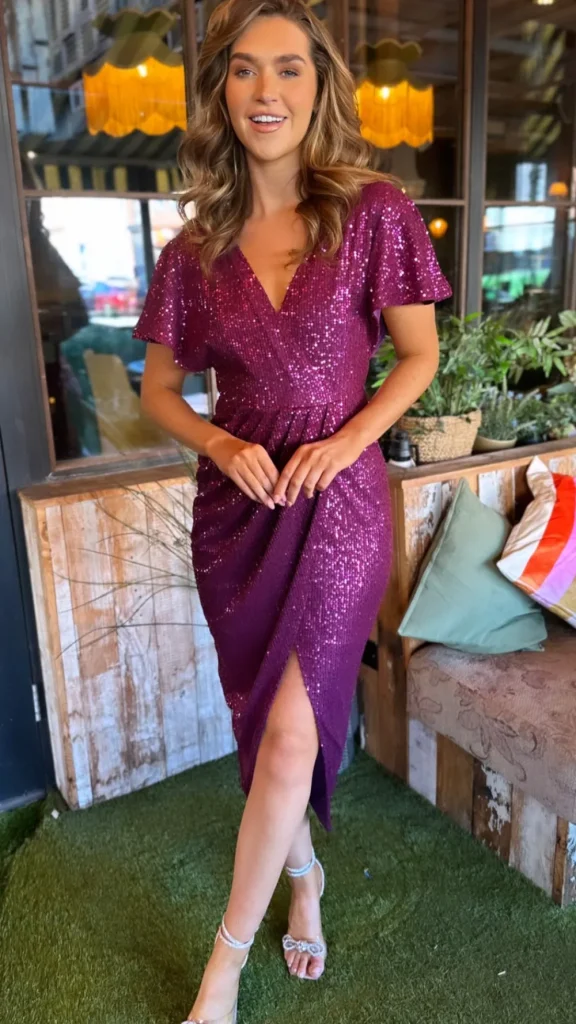 GIRL IN MIND Occasion Dresses | Maxi Dresses^Landan Purple Sequin Wrap Over Maxi Dress
